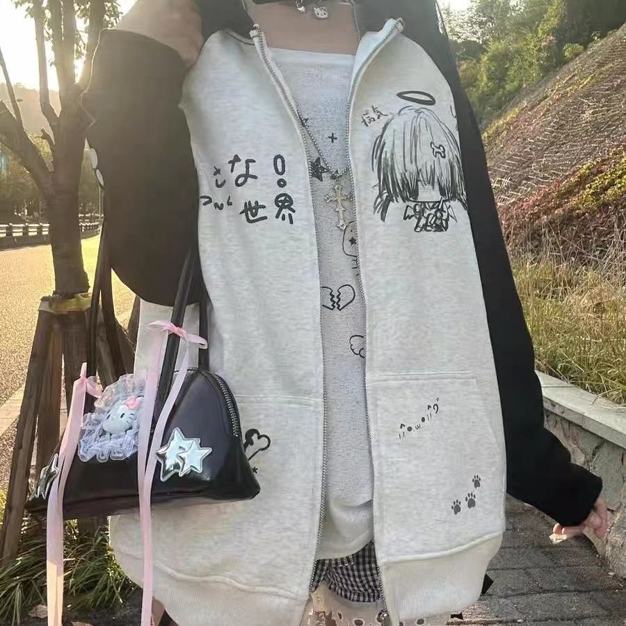 Puur katoenen Dandadan schattig esthetisch T-shirt met lange mouwen
