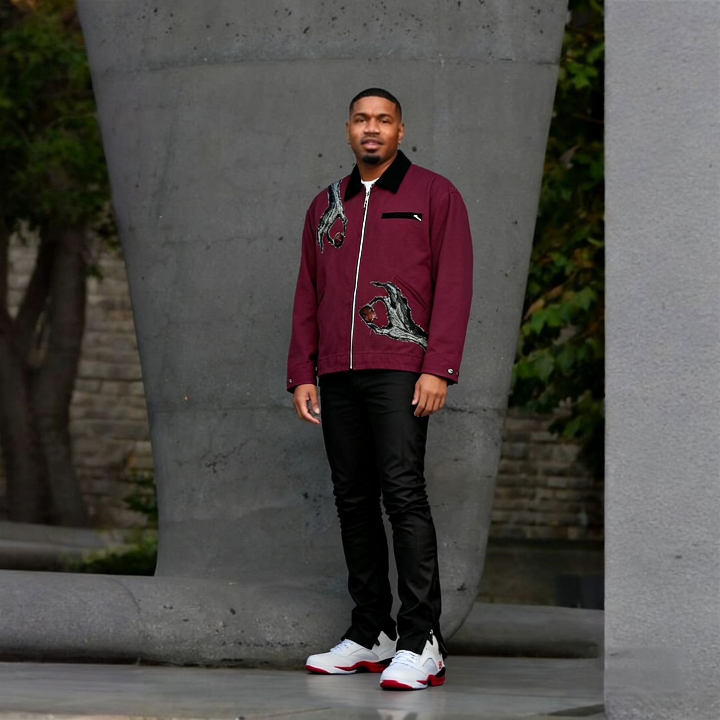 Sweat à capuche gothique à col en fourrure