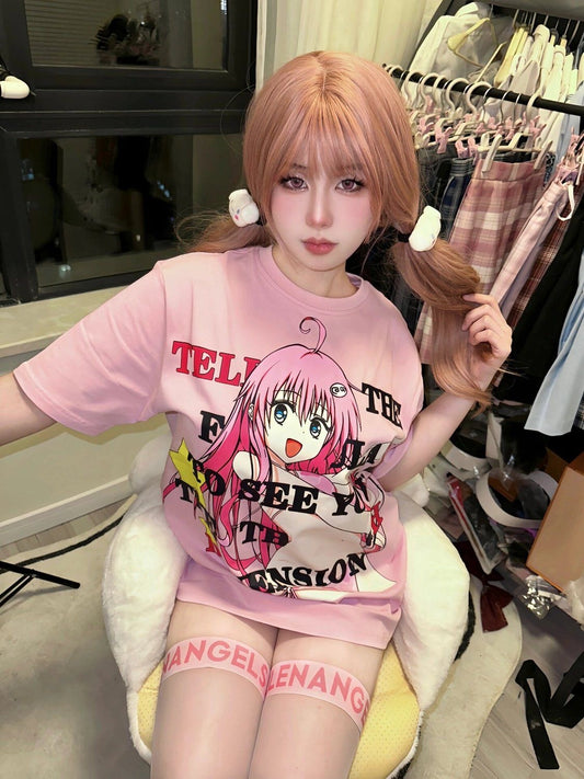 High School DxD Y2K Anime Graphic Raglan Tee