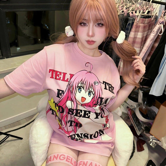 High School DxD Y2K Anime Graphic Raglan Tee
