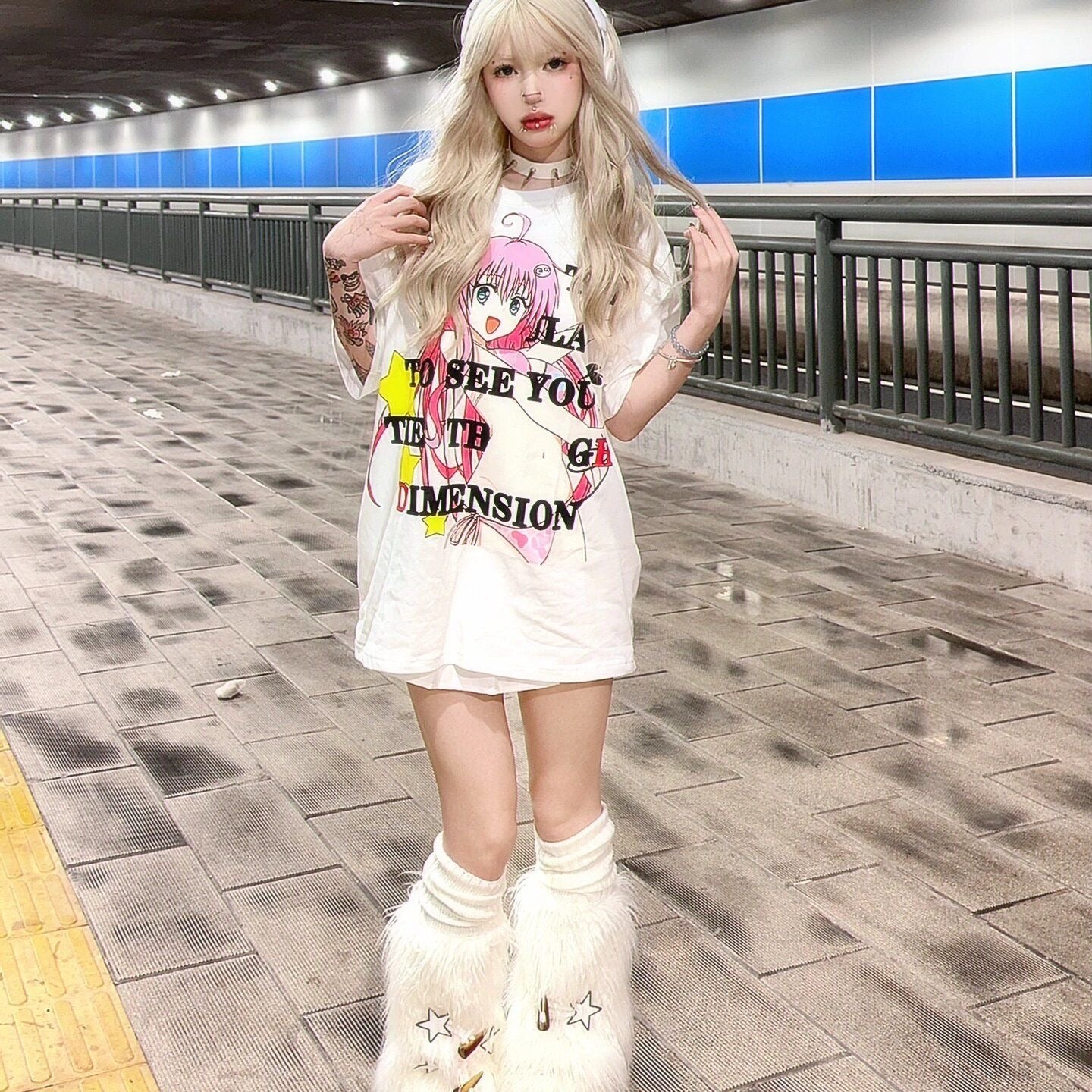 High School DxD Y2K Anime Graphic Raglan Tee