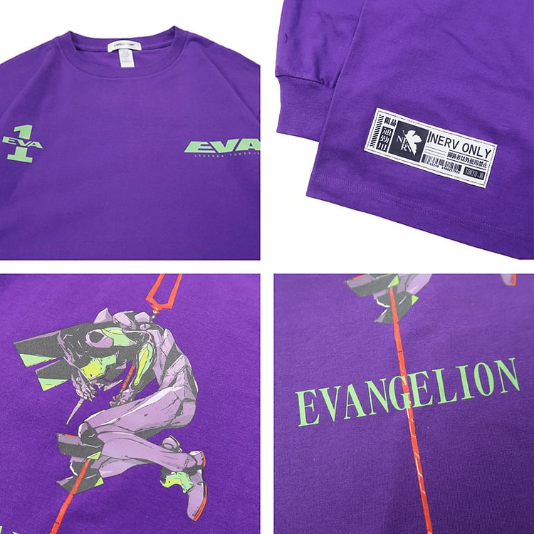 تي شيرت نيون جينيسيس إيفانجيليون EVANGELION-01 بأكمام طويلة