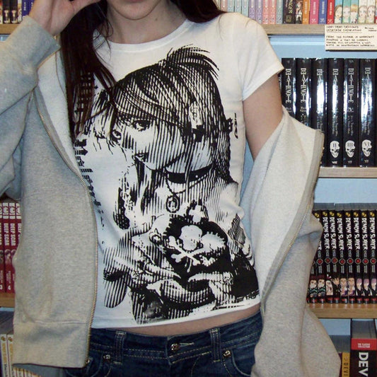Puur katoenen Dandadan schattig esthetisch T-shirt met lange mouwen