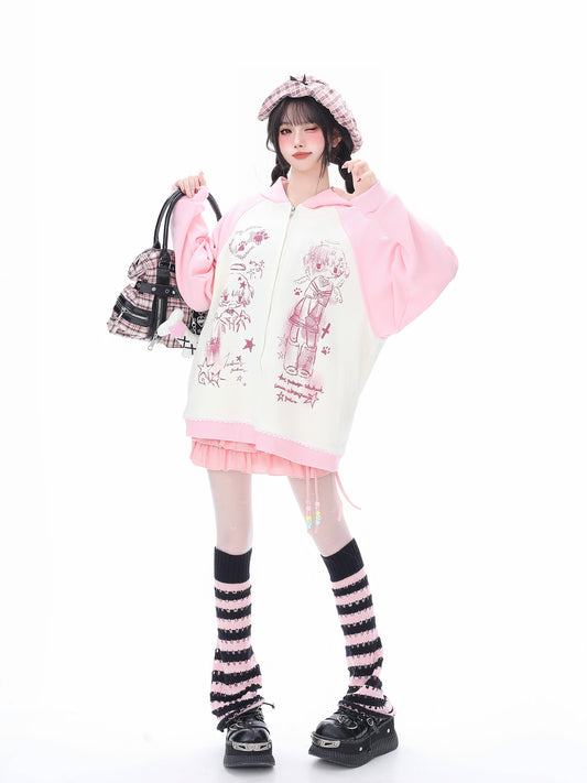 Camiseta de manga comprida Dandadan de algodão puro com estética fofa