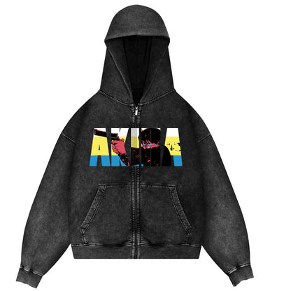 AKIRA DTG Printed Washed Hoodie