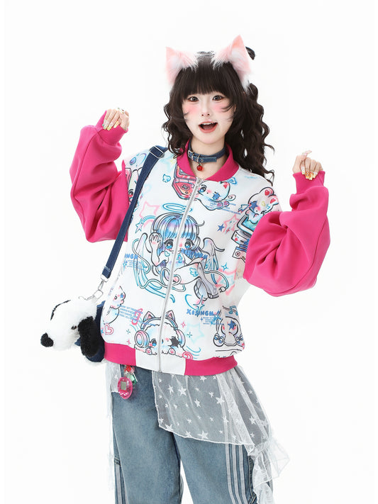 Camiseta de manga comprida Dandadan de algodão puro com estética fofa