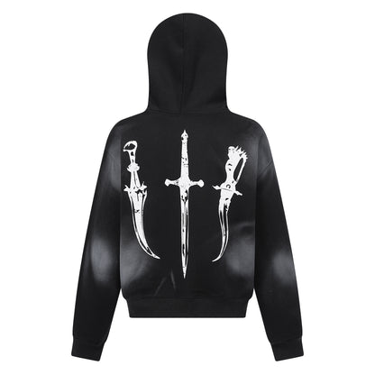 Gothic Anime Fur Collar Hoodie