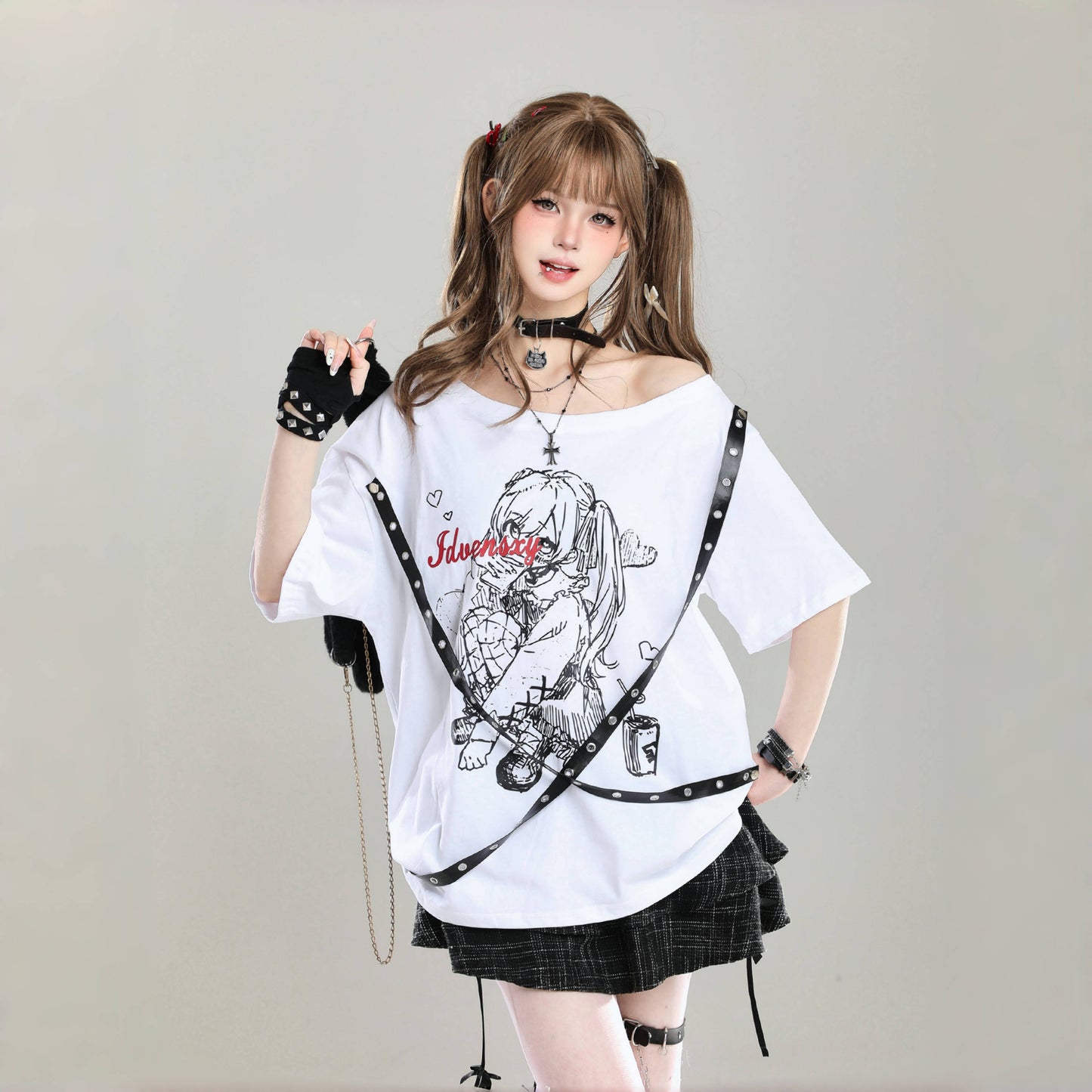 Camiseta de manga comprida Dandadan de algodão puro com estética fofa
