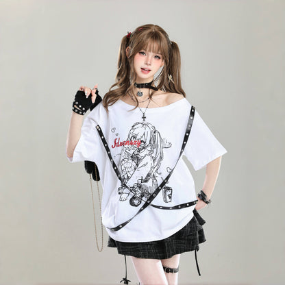 Camiseta de manga comprida Dandadan de algodão puro com estética fofa