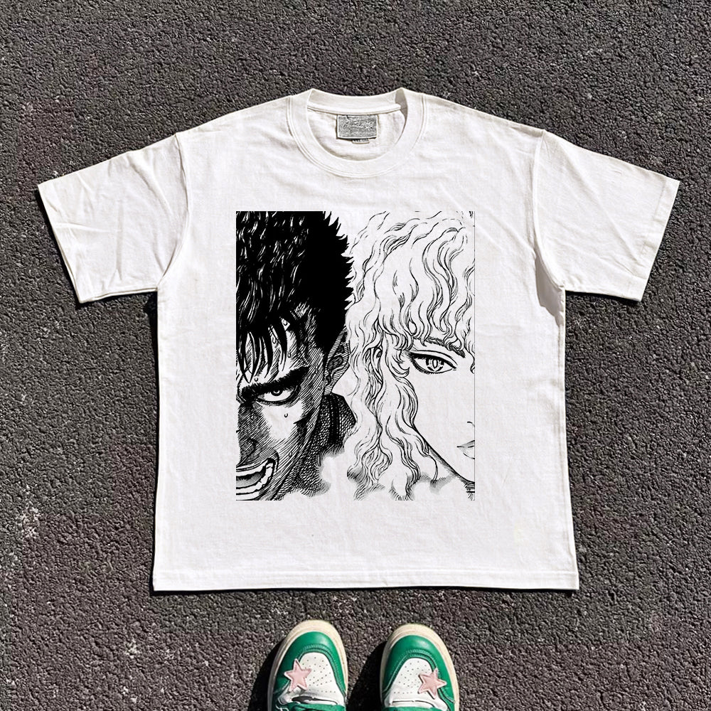 T-Shirt aus reiner Baumwolle mit Akira Cyberpunk Kaneda DTG-Druck