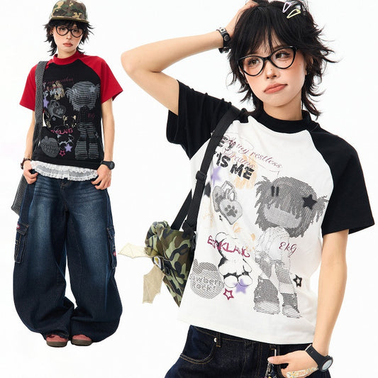 Camiseta de manga comprida Dandadan de algodão puro com estética fofa