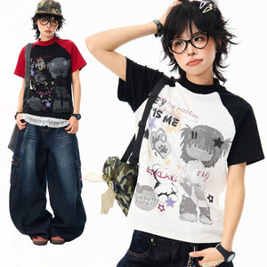 Camiseta de manga comprida Dandadan de algodão puro com estética fofa