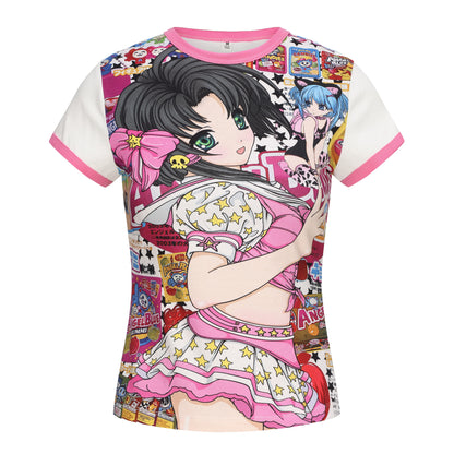 "Showa Dream Pop" Full Graphic Otaku T-Shirt – Vintage Idol Vibes