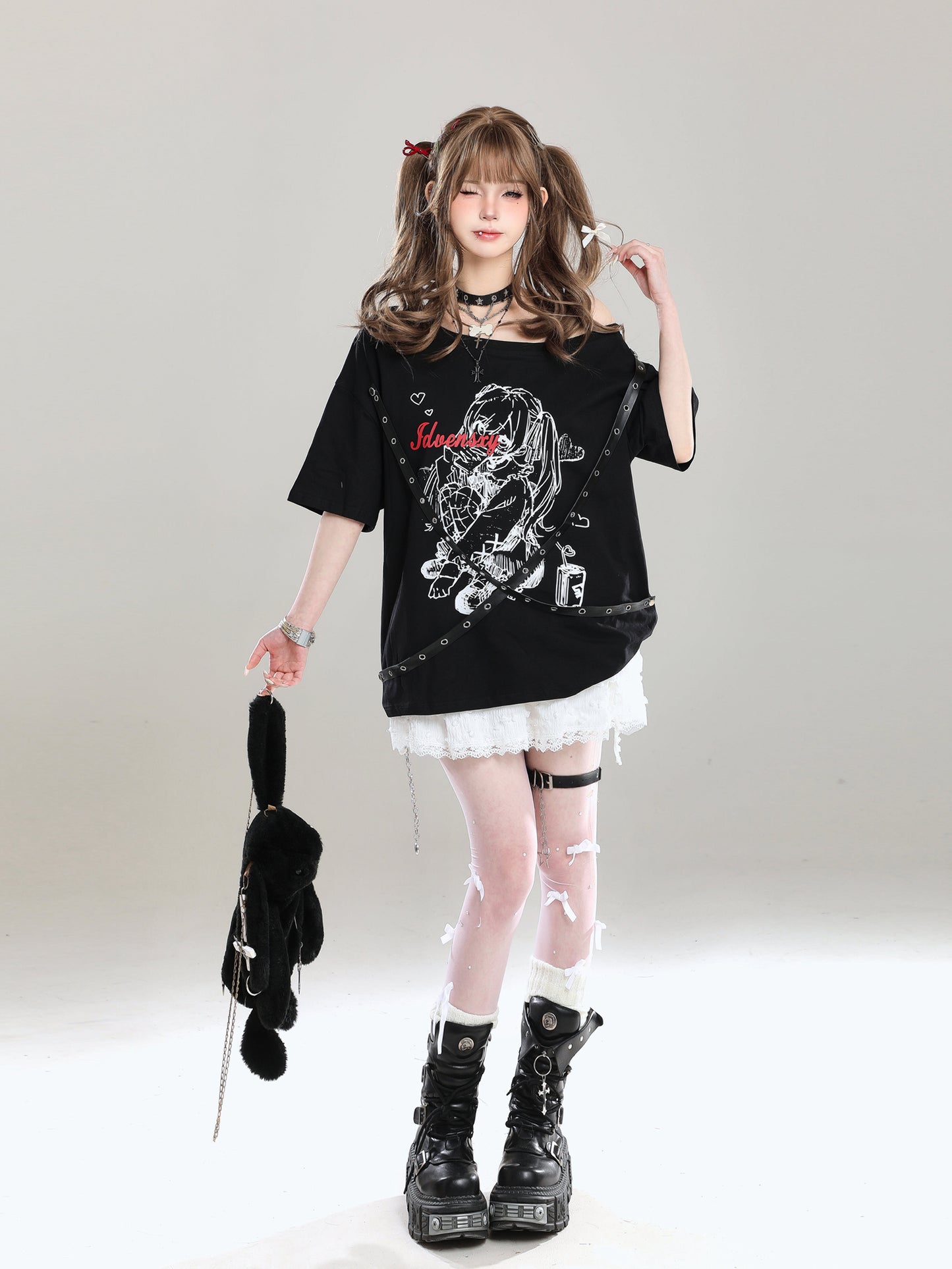 Camiseta de manga comprida Dandadan de algodão puro com estética fofa