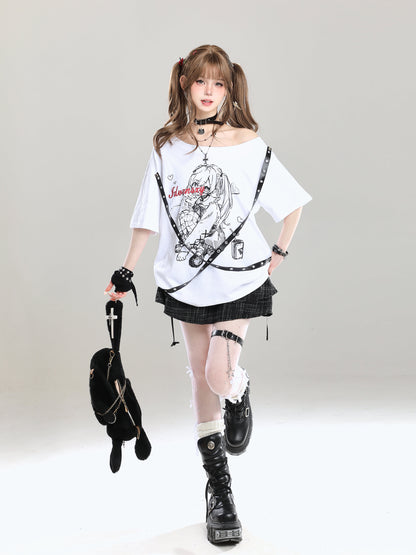 Camiseta de manga comprida Dandadan de algodão puro com estética fofa