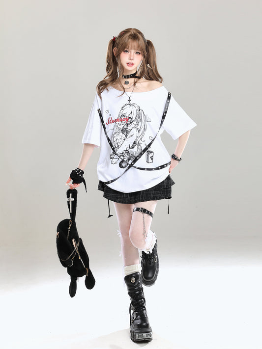 Camiseta de manga comprida Dandadan de algodão puro com estética fofa