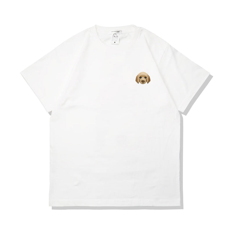 Camiseta de verano de algodón puro con bordado de perro kawaii