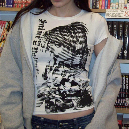 Puur katoenen Dandadan schattig esthetisch T-shirt met lange mouwen