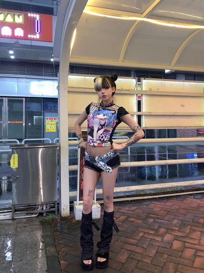 "Showa Dream Pop" Full Graphic Otaku T-Shirt – Vintage Idol Vibes