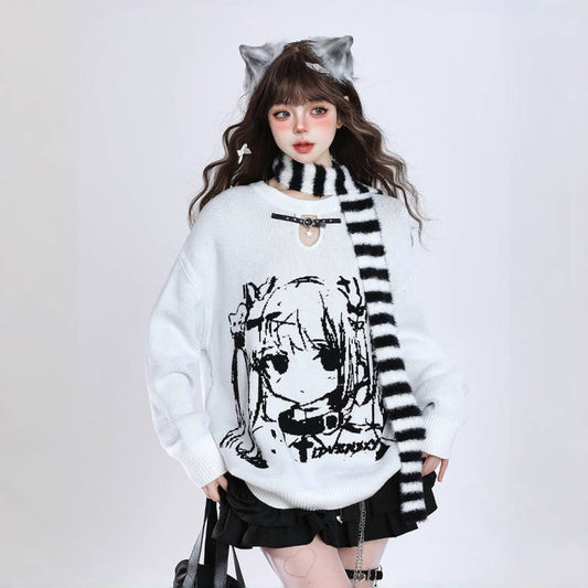 Camiseta de manga comprida Dandadan de algodão puro com estética fofa