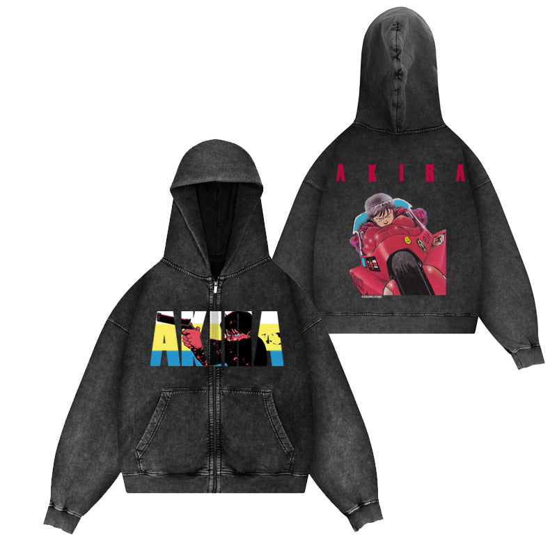 AKIRA DTG Printed Washed Hoodie