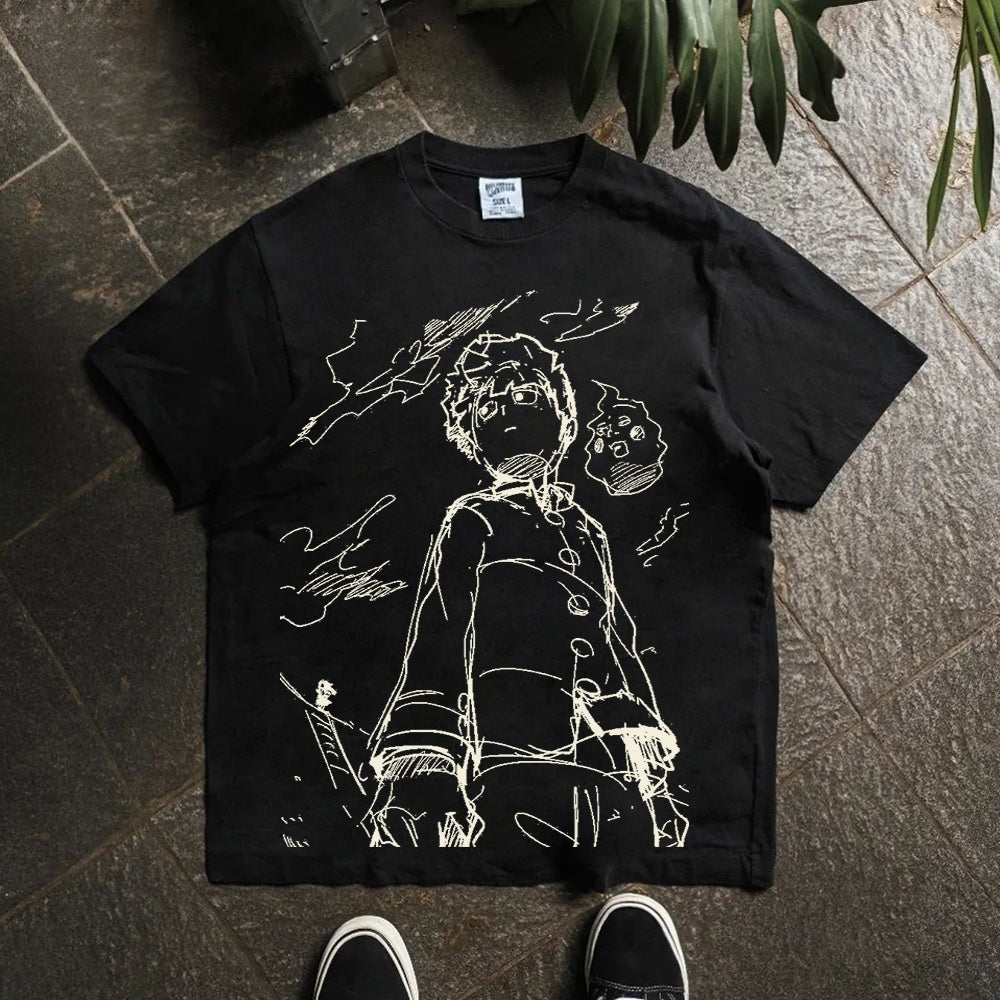 T-Shirt aus reiner Baumwolle mit Akira Cyberpunk Kaneda DTG-Druck