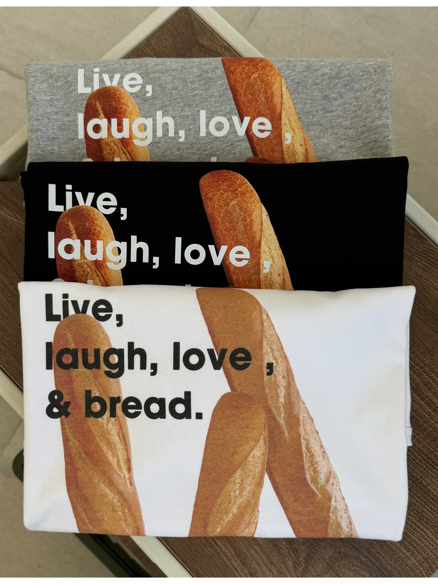 Pure Cotton Live, Laugh, Love & Bread Tshirt