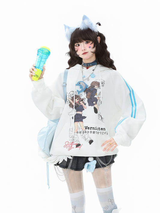 Camiseta de manga comprida Dandadan de algodão puro com estética fofa