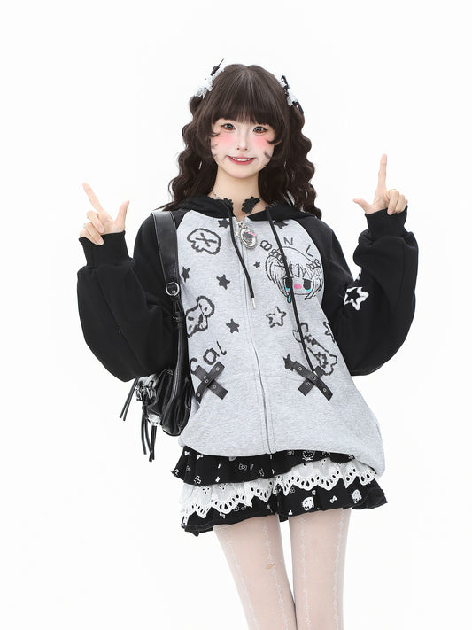 Camiseta de manga comprida Dandadan de algodão puro com estética fofa