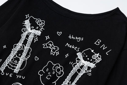 Puur katoenen Dandadan schattig esthetisch T-shirt met lange mouwen