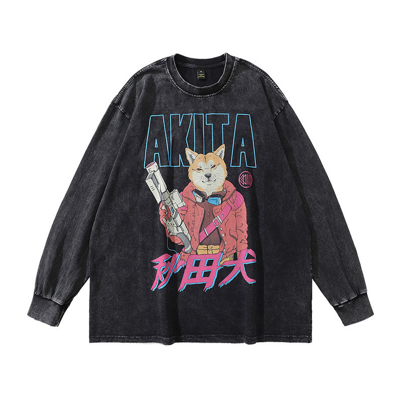 Pure Cotton Akita DTG Printed Long Sleeve T-shirt