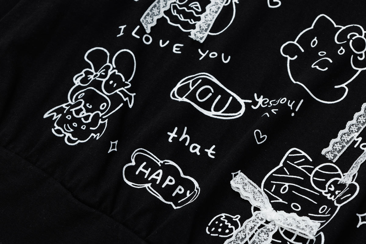 Puur katoenen Dandadan schattig esthetisch T-shirt met lange mouwen