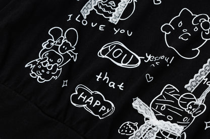 Puur katoenen Dandadan schattig esthetisch T-shirt met lange mouwen