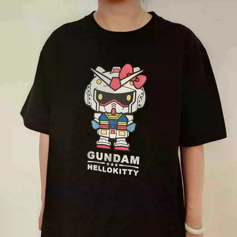 Pure Cotton Mobile Suit Gunda & Hello Kitty Cat Tshirt