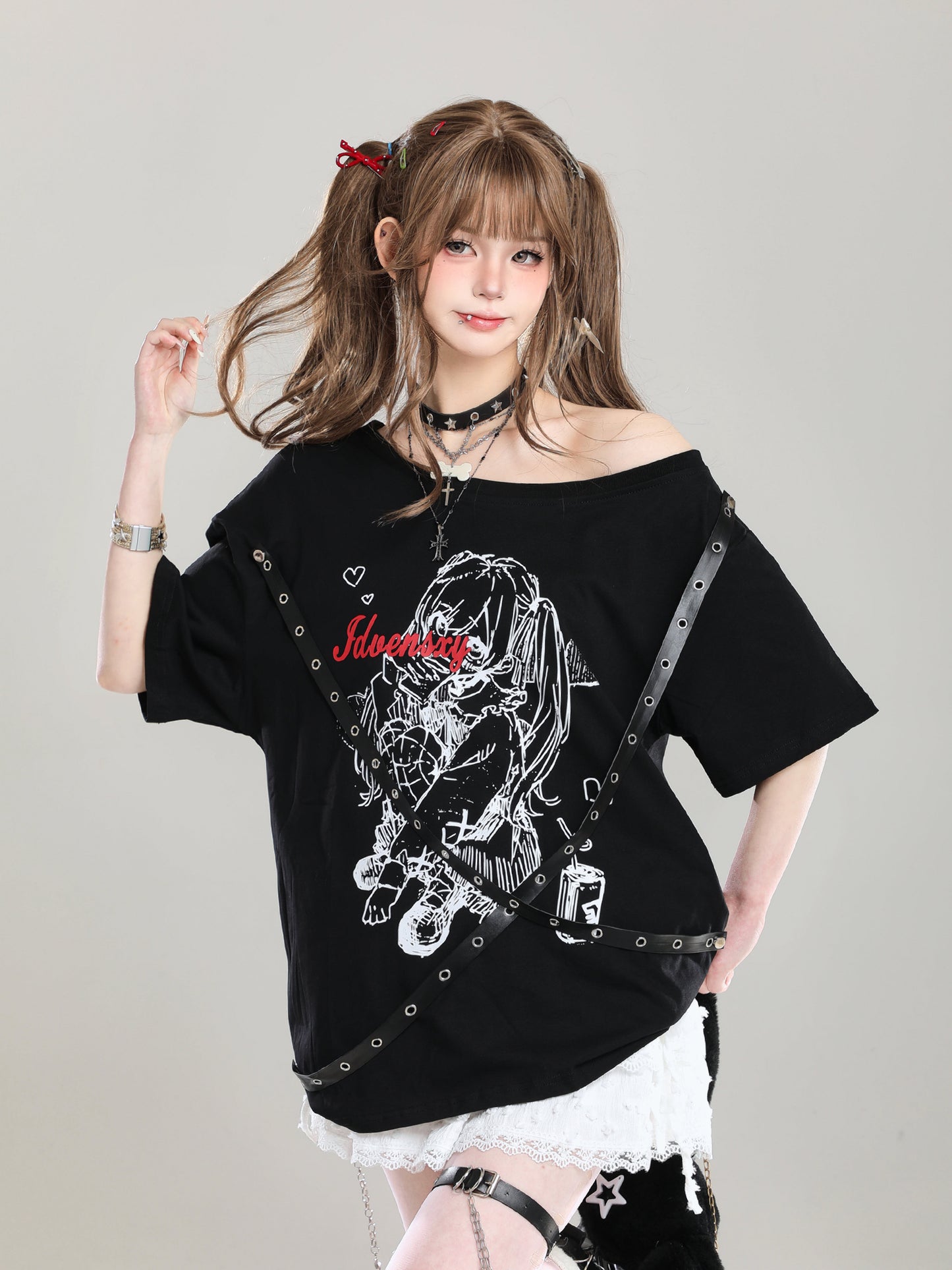 Camiseta de manga comprida Dandadan de algodão puro com estética fofa