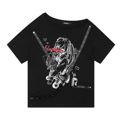 Camiseta de manga comprida Dandadan de algodão puro com estética fofa