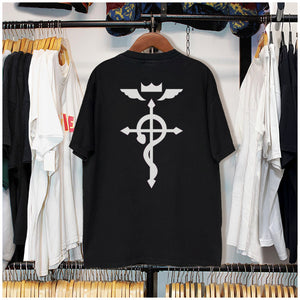 T-shirt in puro cotone con stampa DTG del logo Fullmetal Alchemist