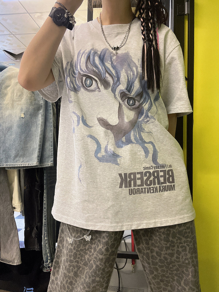 T-Shirt aus reiner Baumwolle mit Akira Cyberpunk Kaneda DTG-Druck