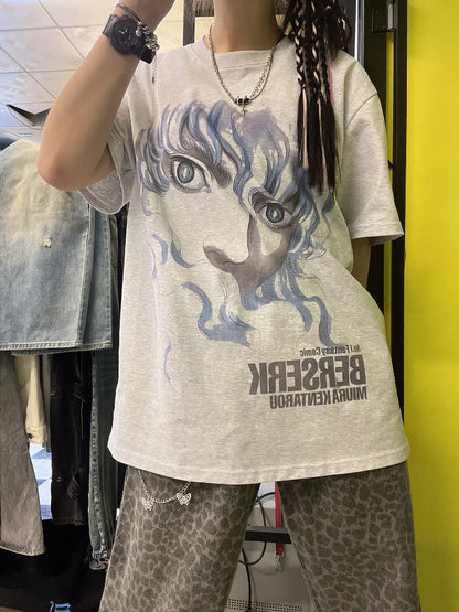 T-Shirt aus reiner Baumwolle mit Akira Cyberpunk Kaneda DTG-Druck