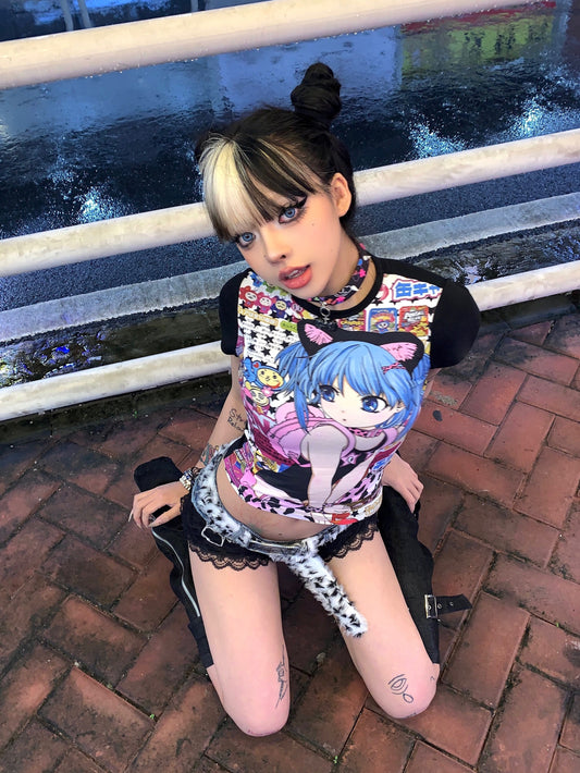 "Showa Dream Pop" Full Graphic Otaku T-Shirt – Vintage Idol Vibes