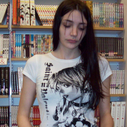 Puur katoenen Dandadan schattig esthetisch T-shirt met lange mouwen