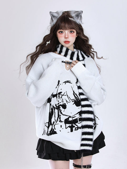 Camiseta de manga comprida Dandadan de algodão puro com estética fofa