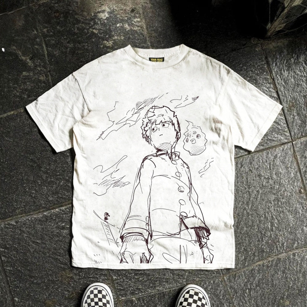 T-Shirt aus reiner Baumwolle mit Akira Cyberpunk Kaneda DTG-Druck