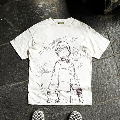 T-Shirt aus reiner Baumwolle mit Akira Cyberpunk Kaneda DTG-Druck