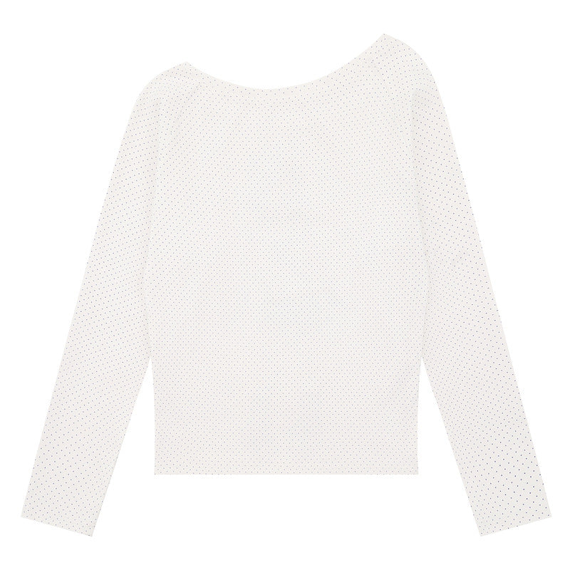 Anime Girl Off-Shoulder Striped Long Sleeve Tee