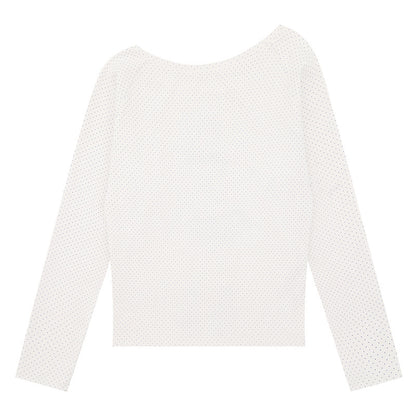 Anime Girl Off-Shoulder Striped Long Sleeve Tee