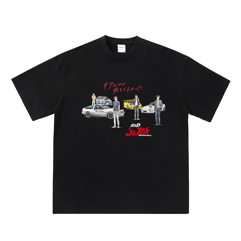Pure Cotton Initial D 30th Anniversary Takumi Fujiwara & Takahashi Brothers T-shirt