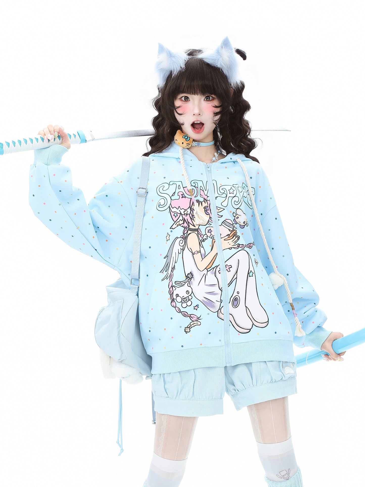 Camiseta de manga comprida Dandadan de algodão puro com estética fofa