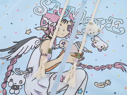 Camiseta de manga comprida Dandadan de algodão puro com estética fofa
