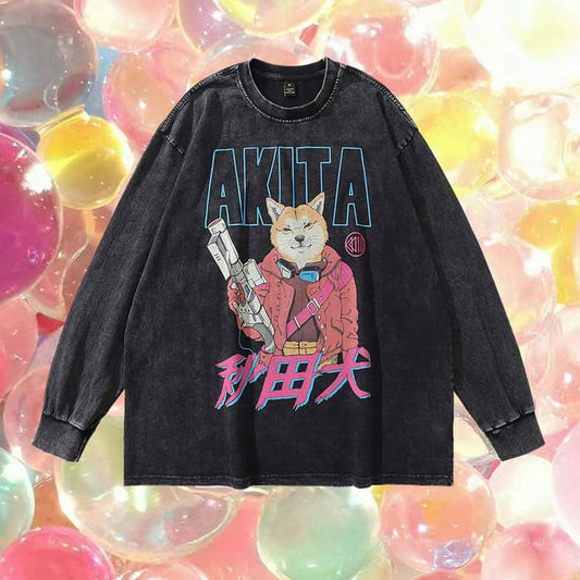 Pure Cotton Akita DTG Printed Long Sleeve T-shirt